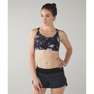 Lululemon Small Get Down Static Blossom Black + Purple Yoga Sports Bra